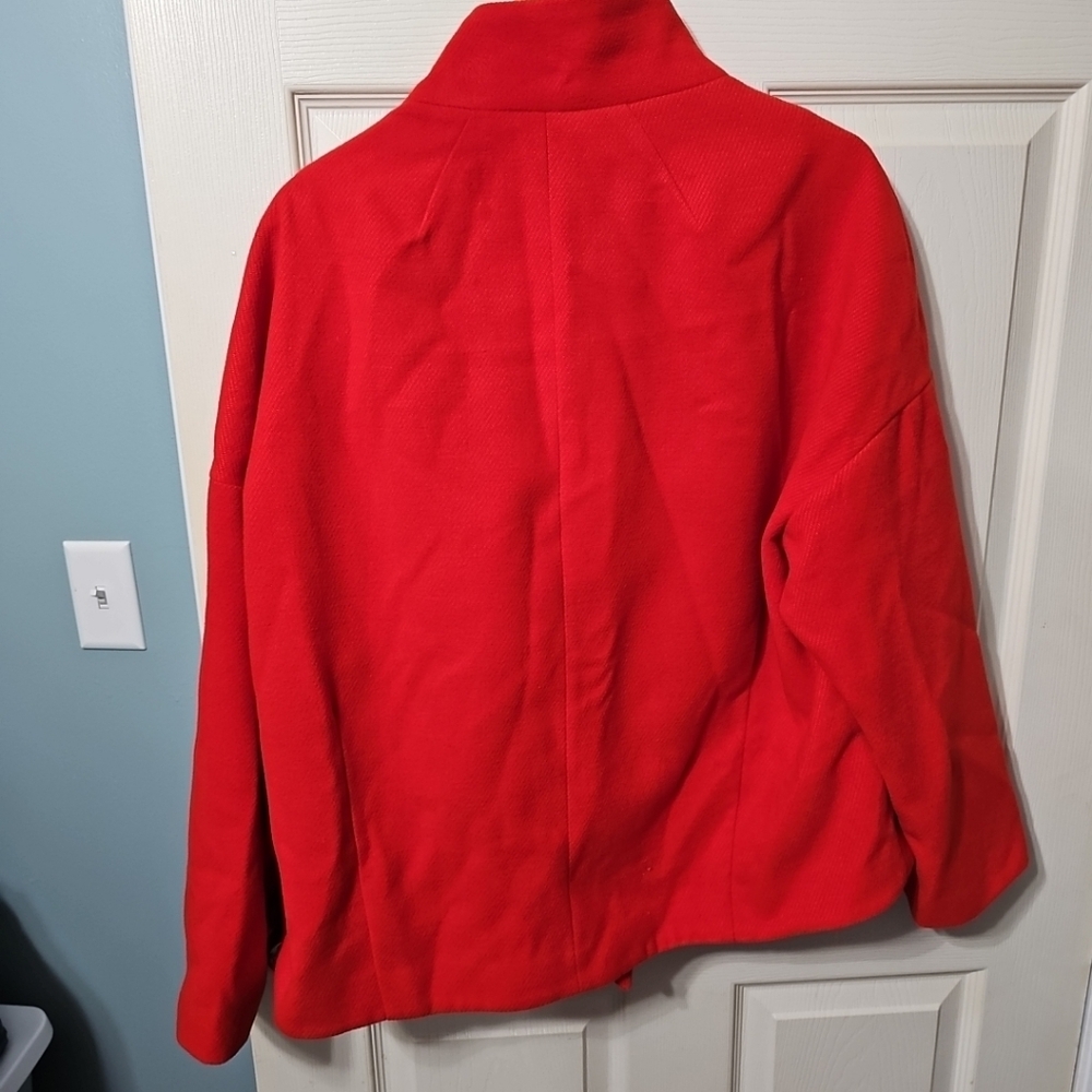 Anthropologie Sascha Red Asymmetrical‎ Jacket Women's Large NWOT Condition $180 - Picture 4 of 12